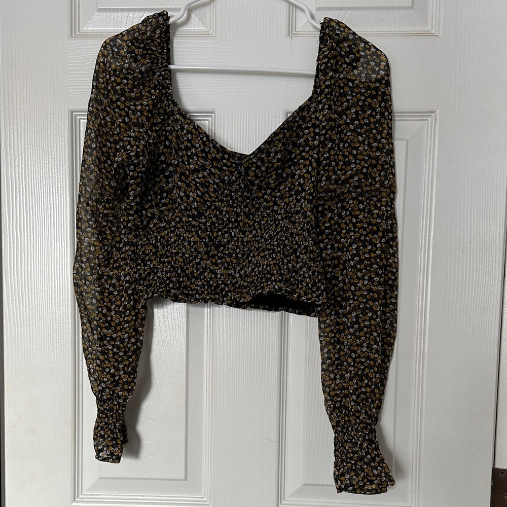 Abound Black and White Floral Blouse